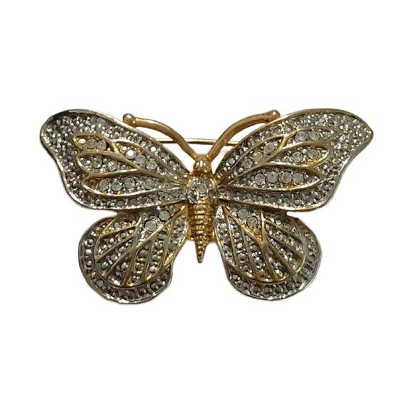 Vintage Crystal Pave Butterfly Brooch - Picture 6 of 10
